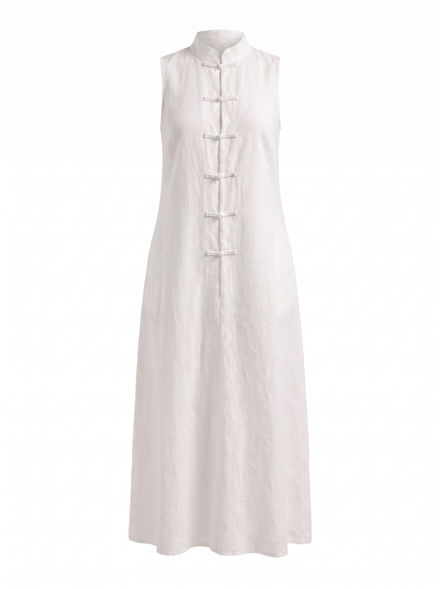 Rosie Mandarin Collar Frog Button Maxi Dress