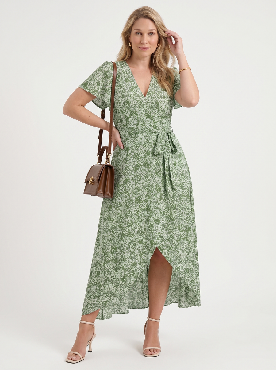 Sorina Graphic Print Wrap Maxi Dress