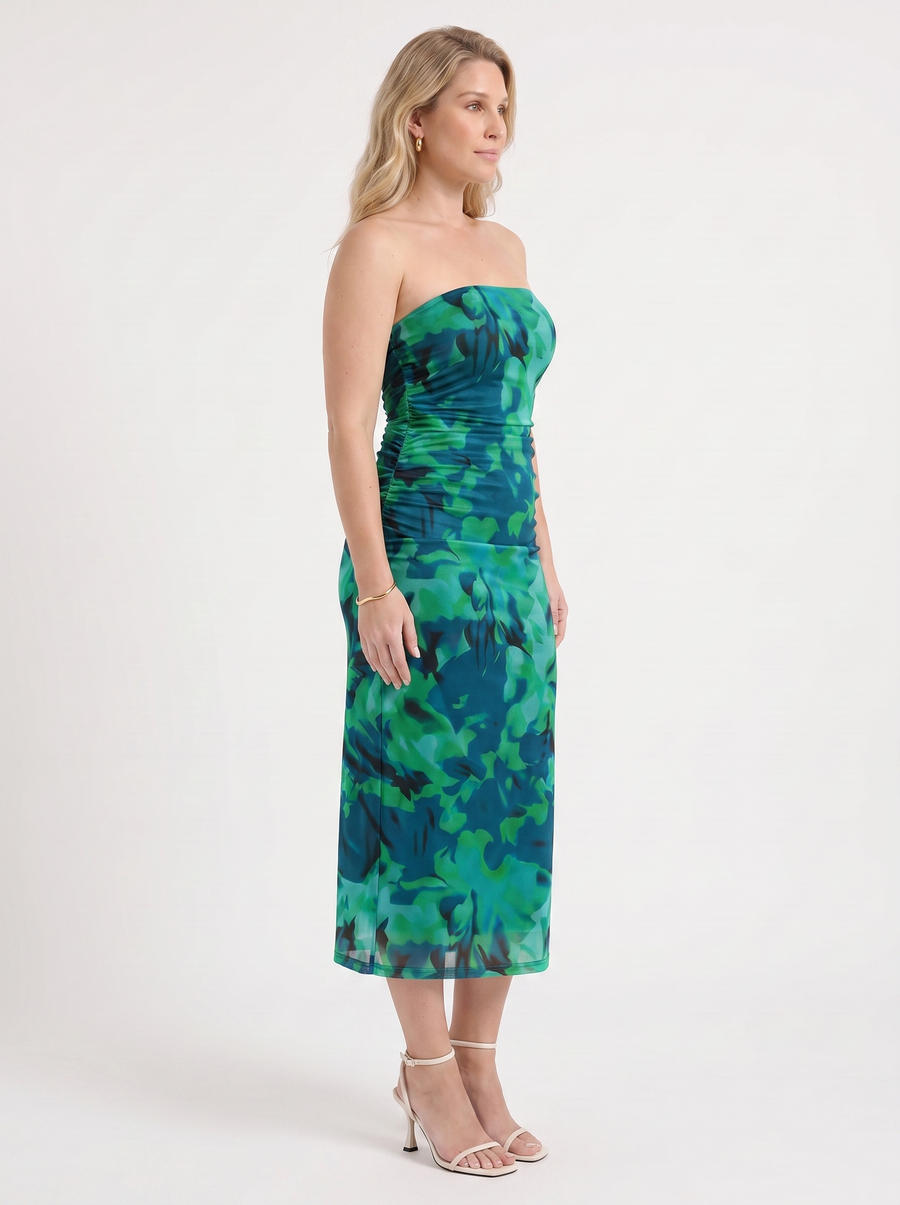 Quincy Strapless Printed Maxi Dress with Slit