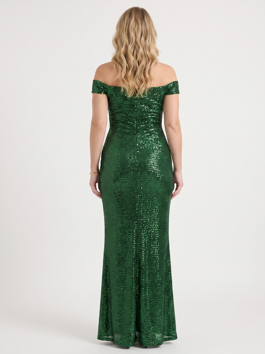 Noa Off Shoulder Sequin Maxi Dress
