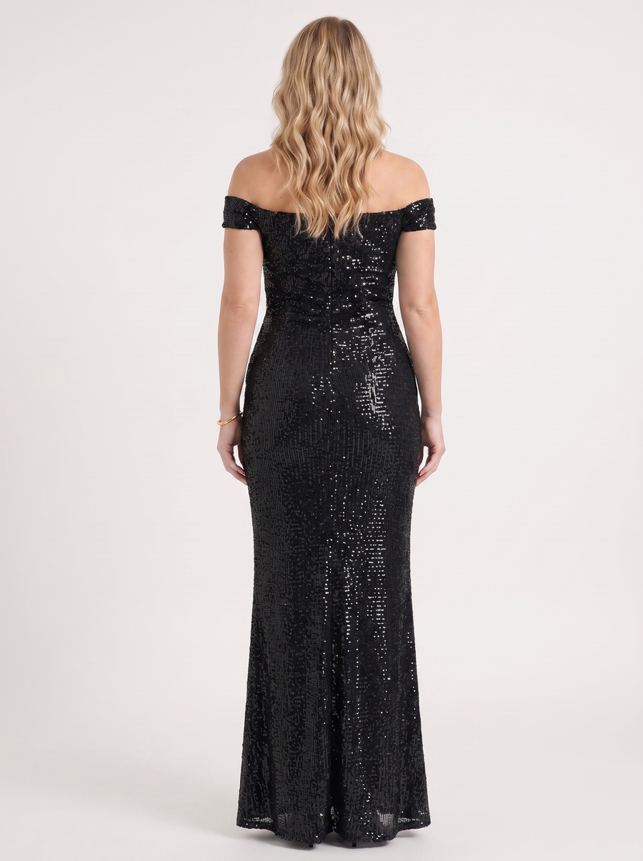 Noa Off Shoulder Sequin Maxi Dress