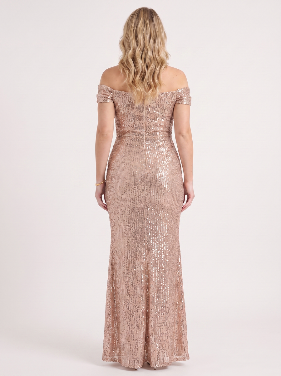 Noa Off Shoulder Sequin Maxi Dress