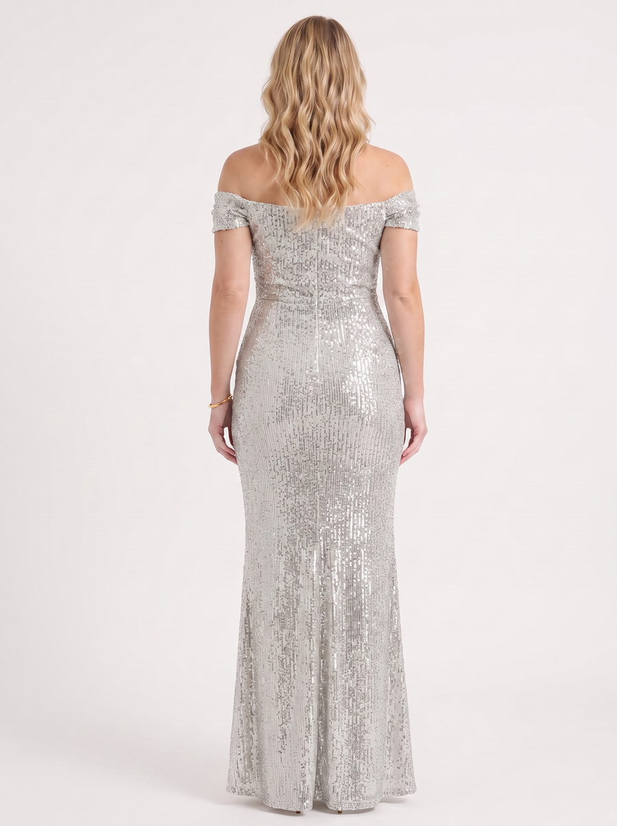 Noa Off Shoulder Sequin Maxi Dress