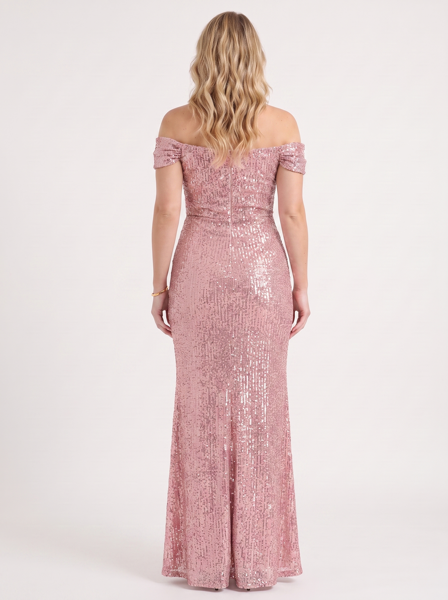 Noa Off Shoulder Sequin Maxi Dress