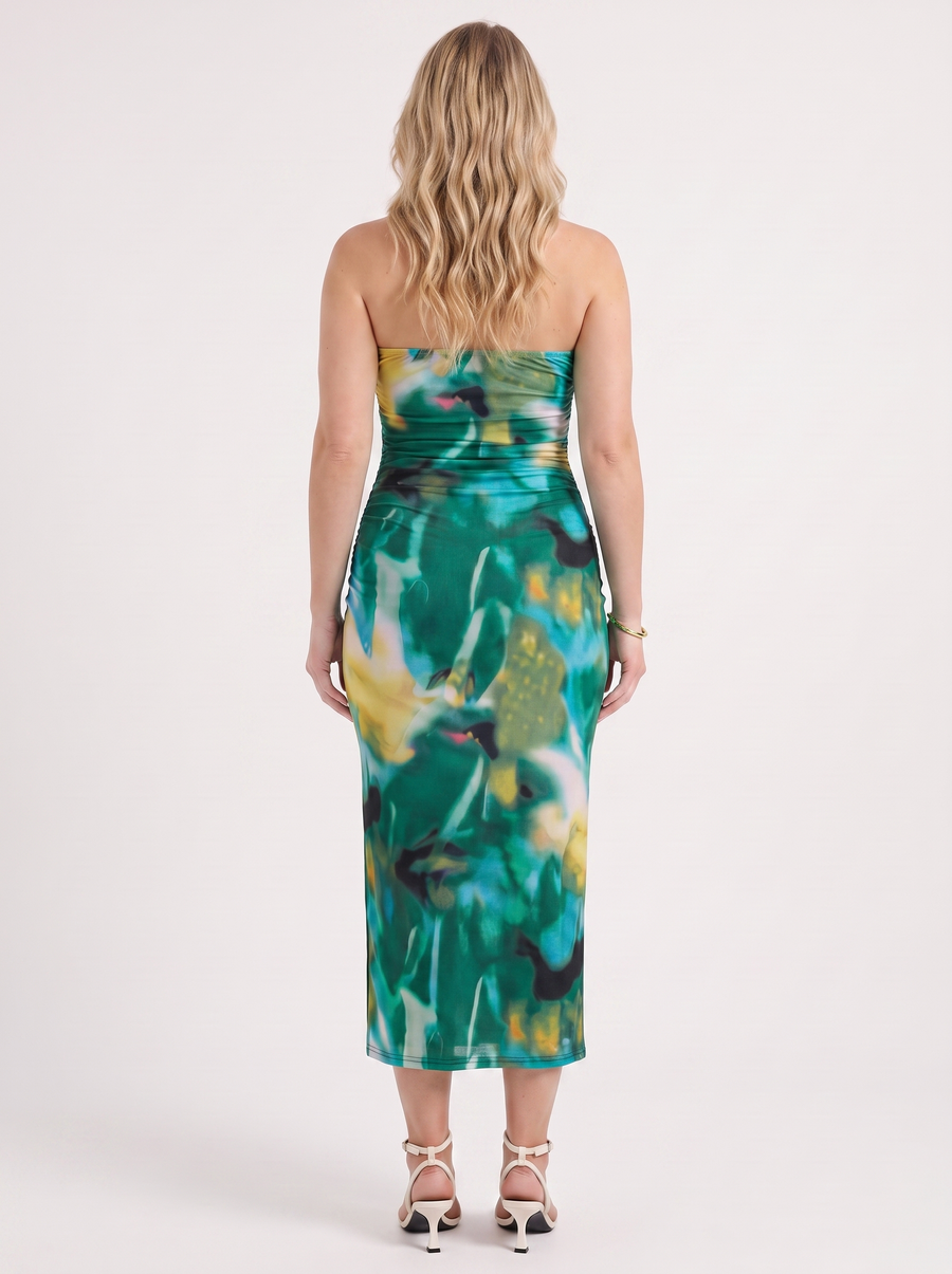 Quincy Strapless Printed Maxi Dress with Slit