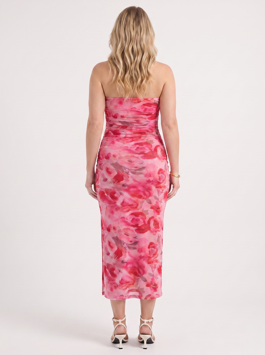 Quincy Strapless Printed Maxi Dress with Slit