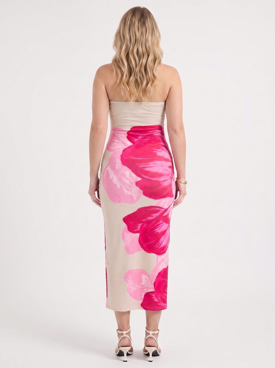 Quincy Strapless Printed Maxi Dress with Slit