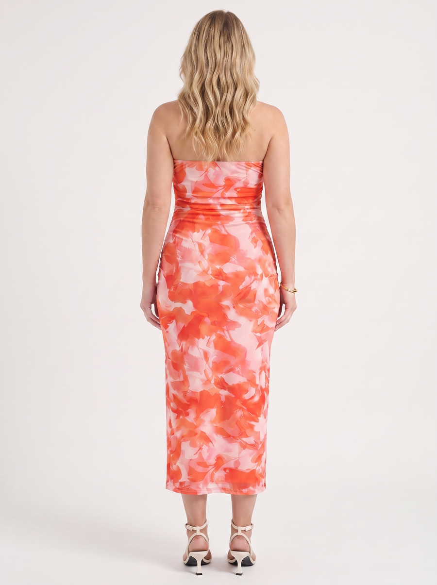Quincy Strapless Printed Maxi Dress with Slit