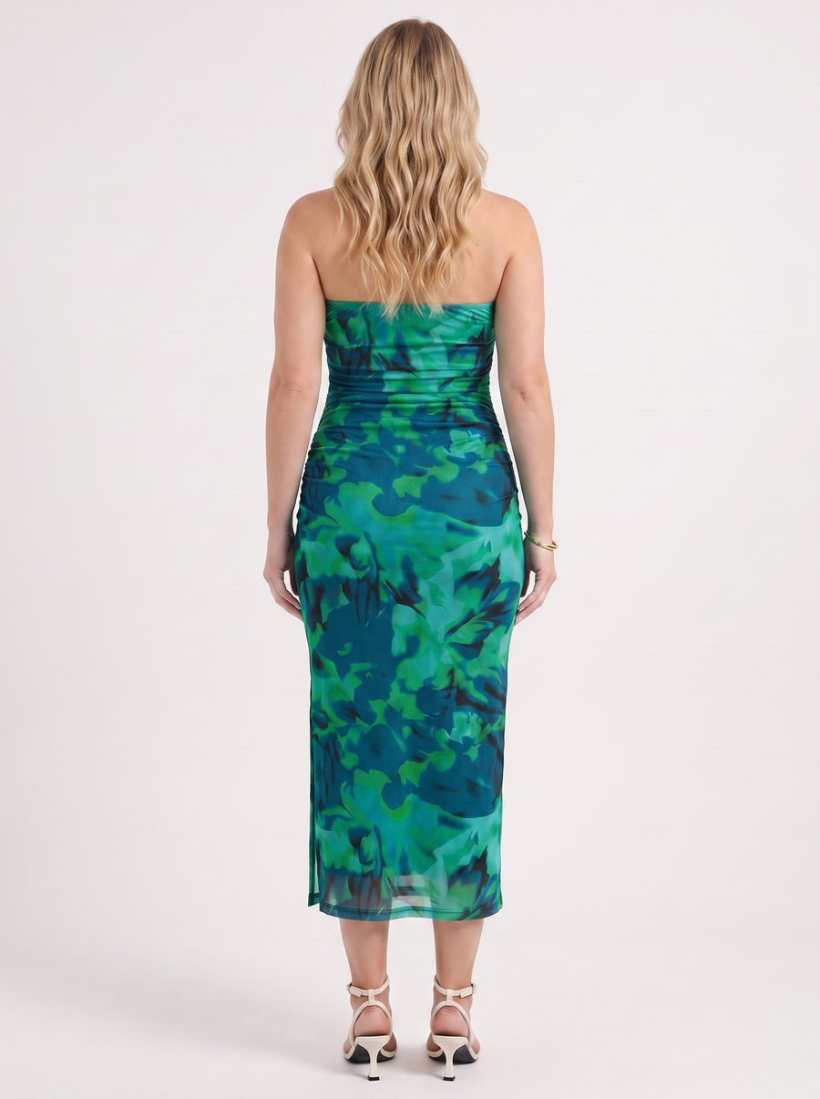 Quincy Strapless Printed Maxi Dress with Slit
