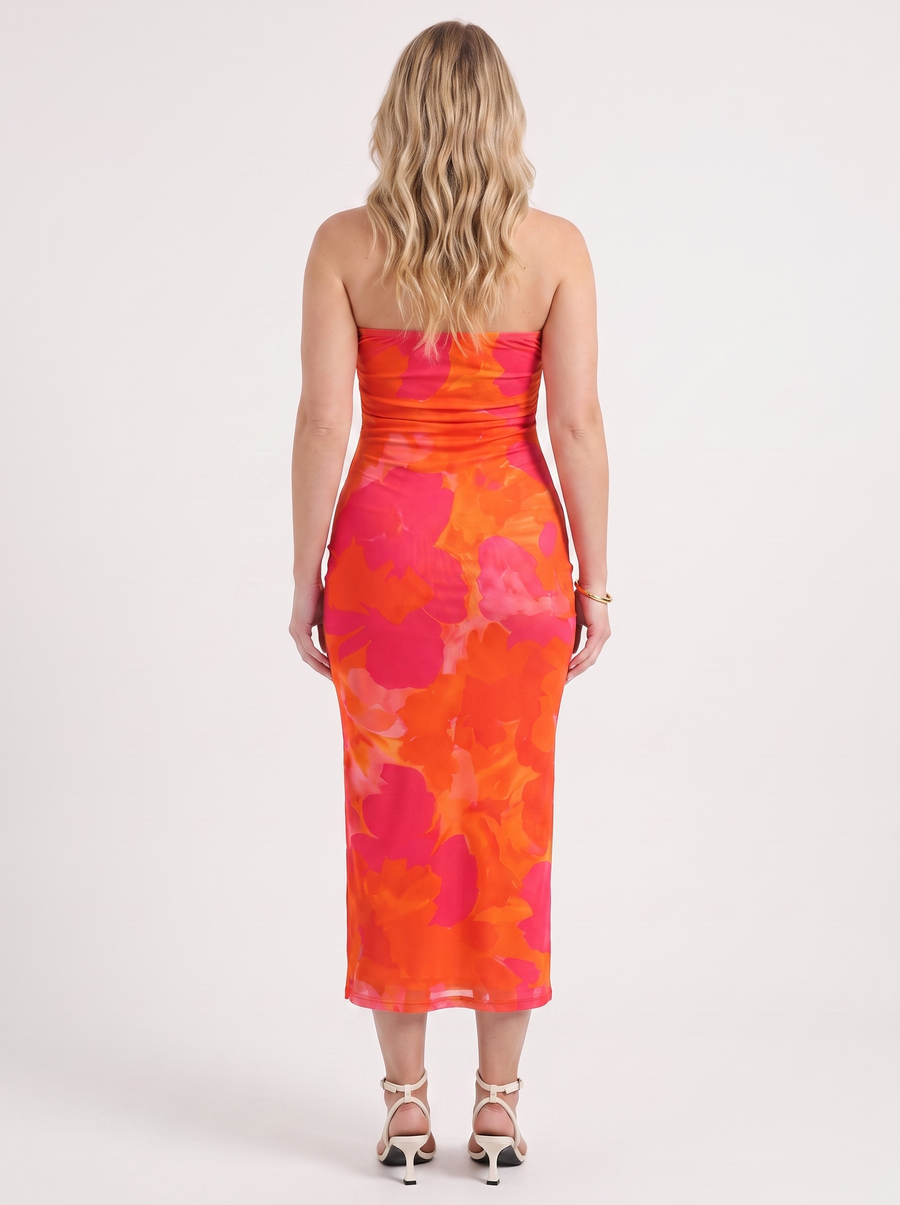 Quincy Strapless Printed Maxi Dress with Slit