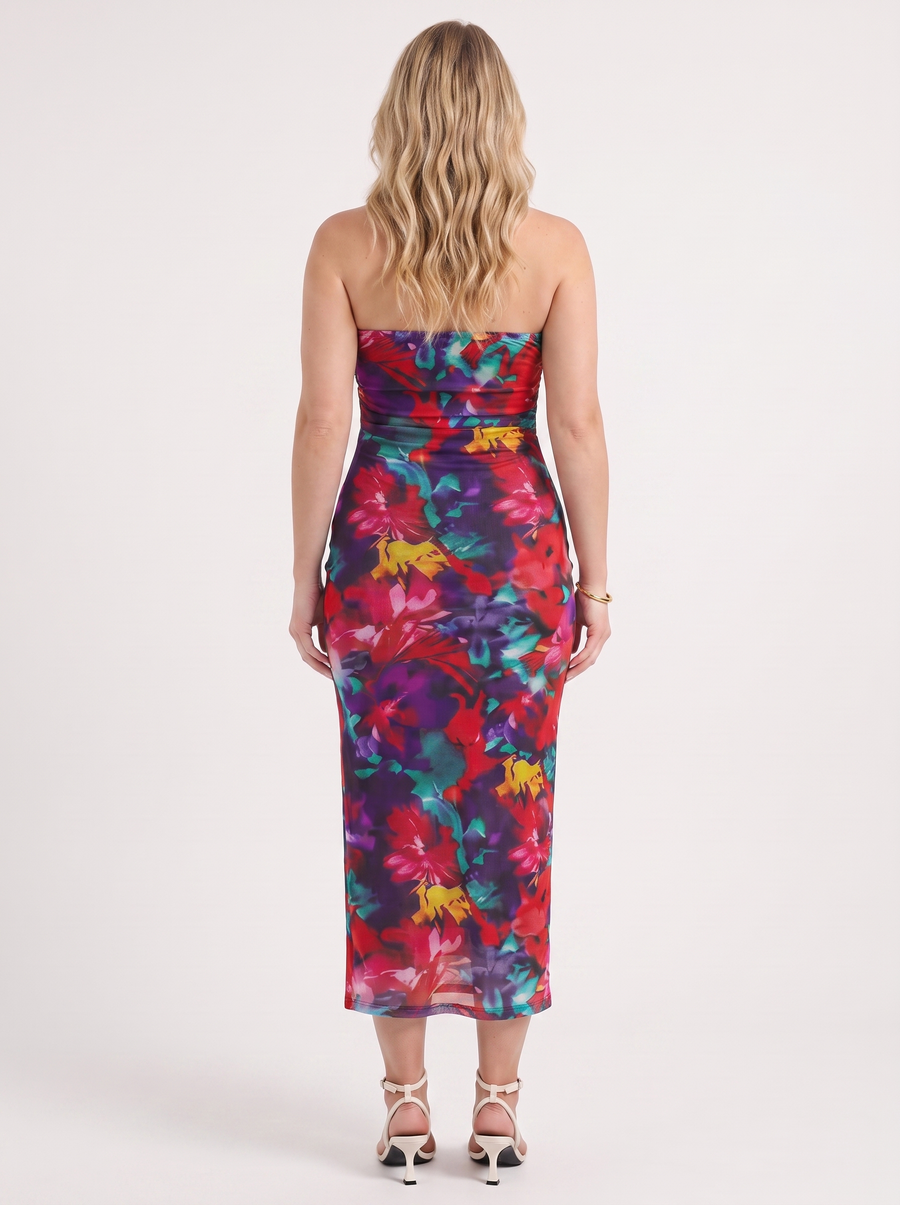 Quincy Strapless Printed Maxi Dress with Slit