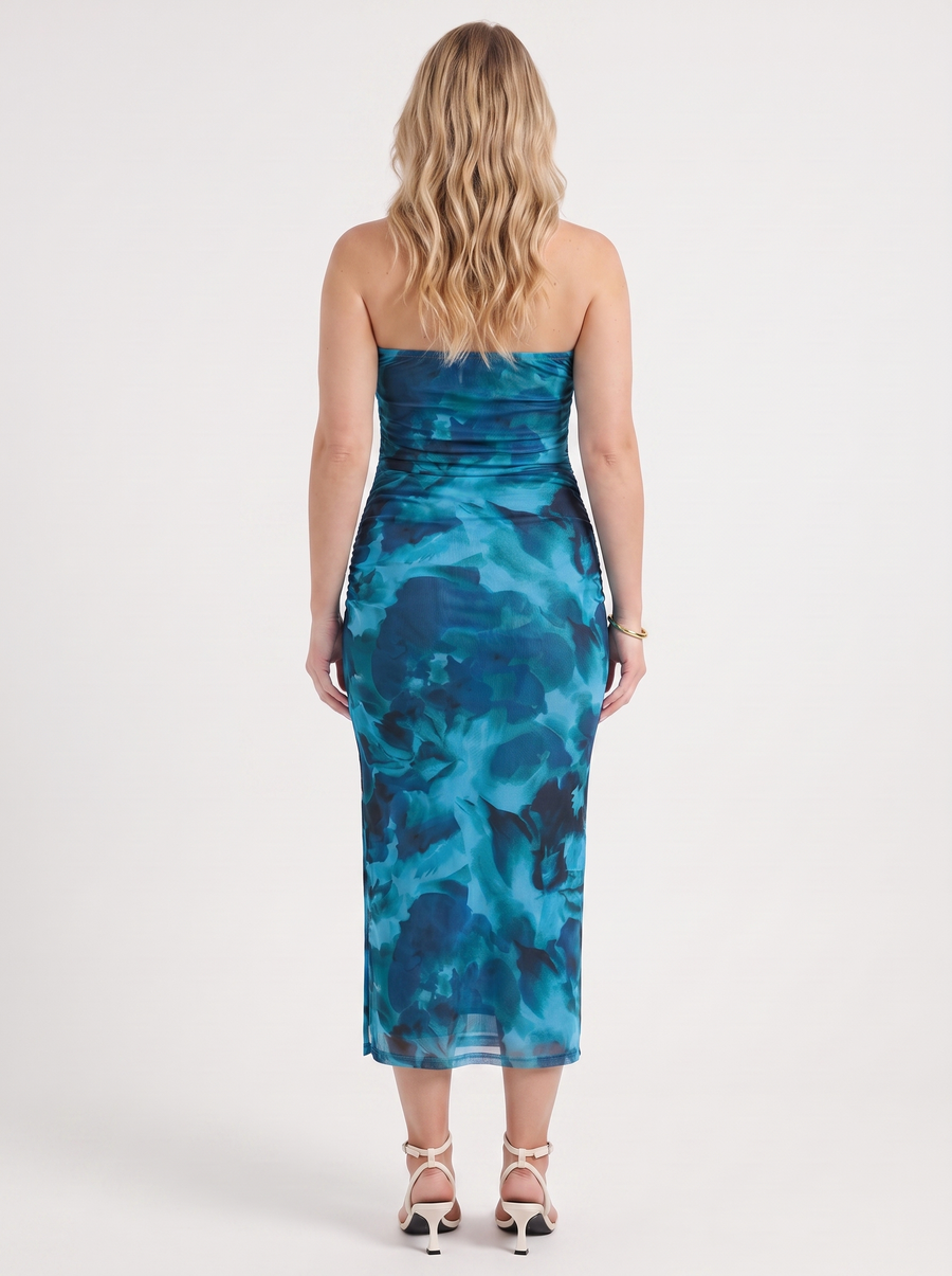 Quincy Strapless Printed Maxi Dress with Slit