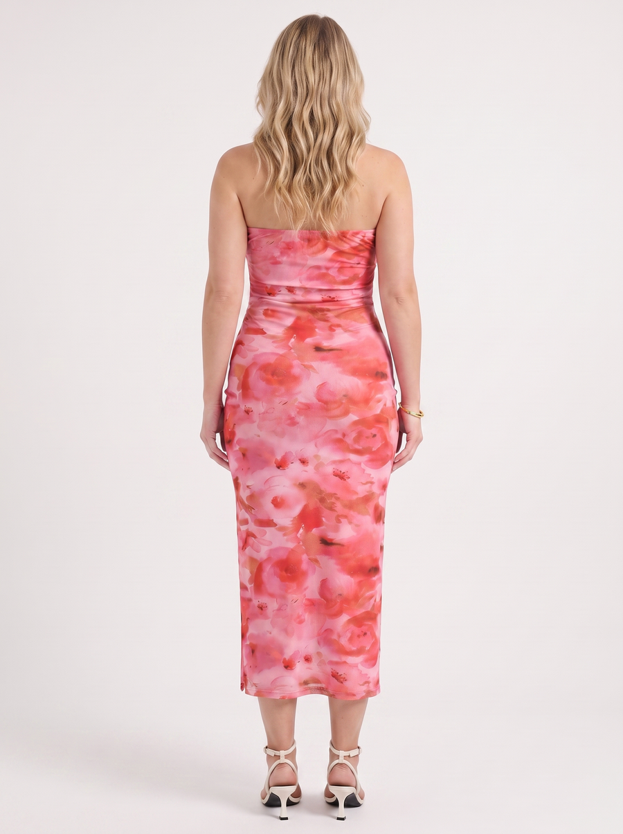 Quincy Strapless Printed Maxi Dress with Slit
