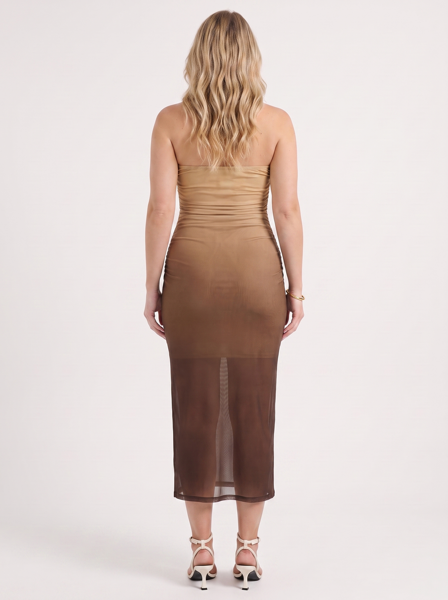 Quincy Strapless Printed Maxi Dress with Slit
