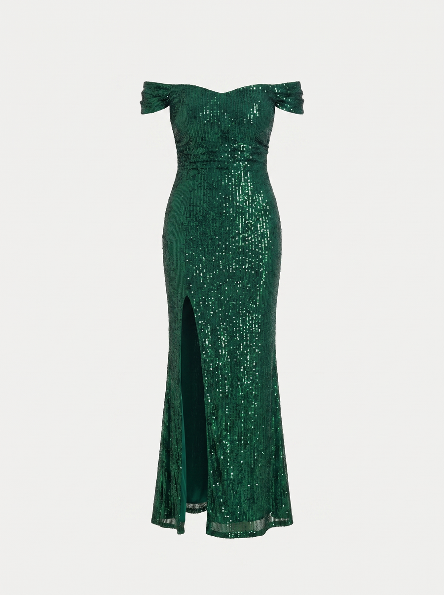 Noa Off Shoulder Sequin Maxi Dress