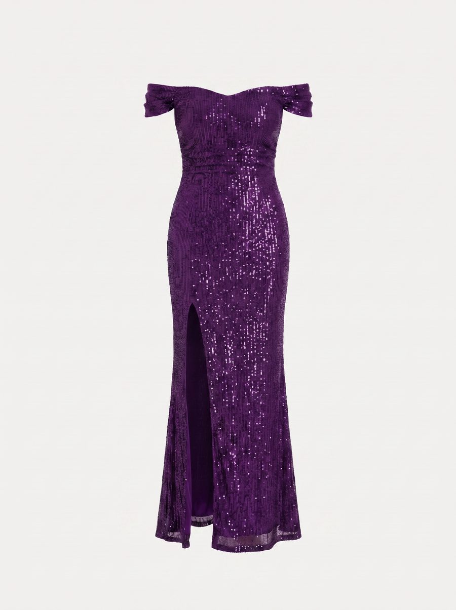 Noa Off Shoulder Sequin Maxi Dress