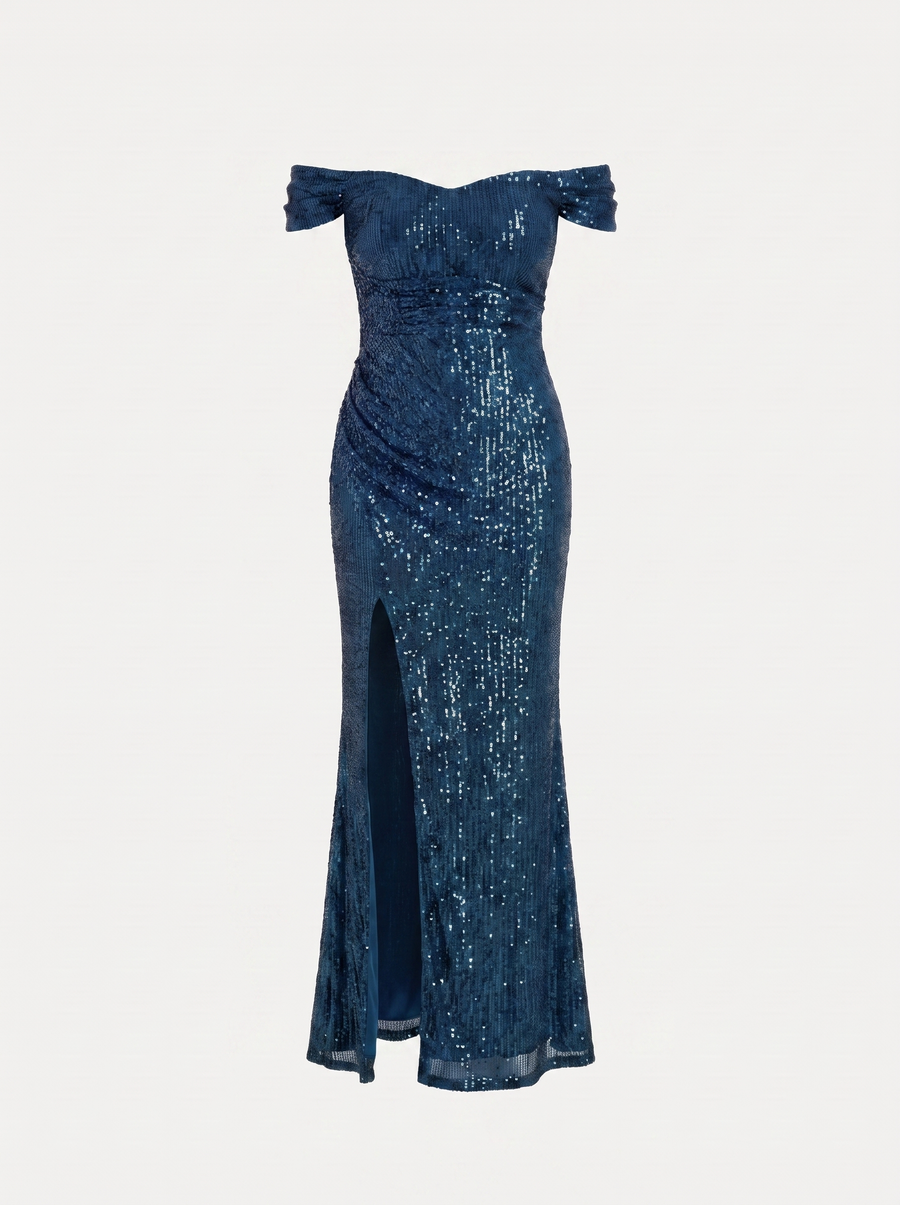 Noa Off Shoulder Sequin Maxi Dress