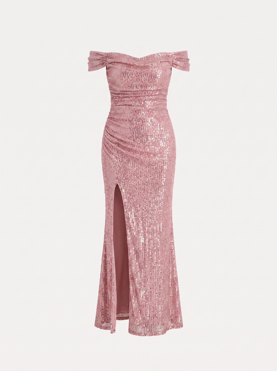 Noa Off Shoulder Sequin Maxi Dress