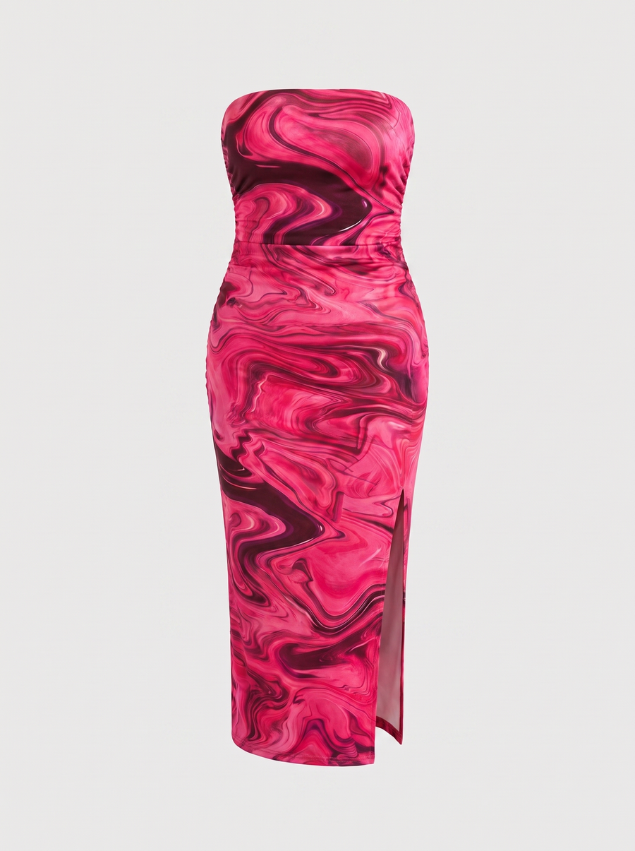 Quincy Strapless Printed Maxi Dress with Slit