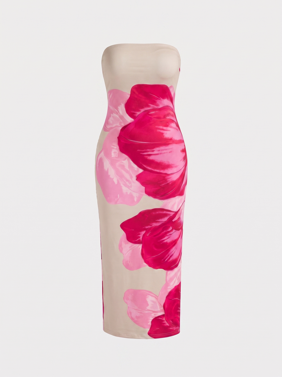Quincy Strapless Printed Maxi Dress with Slit