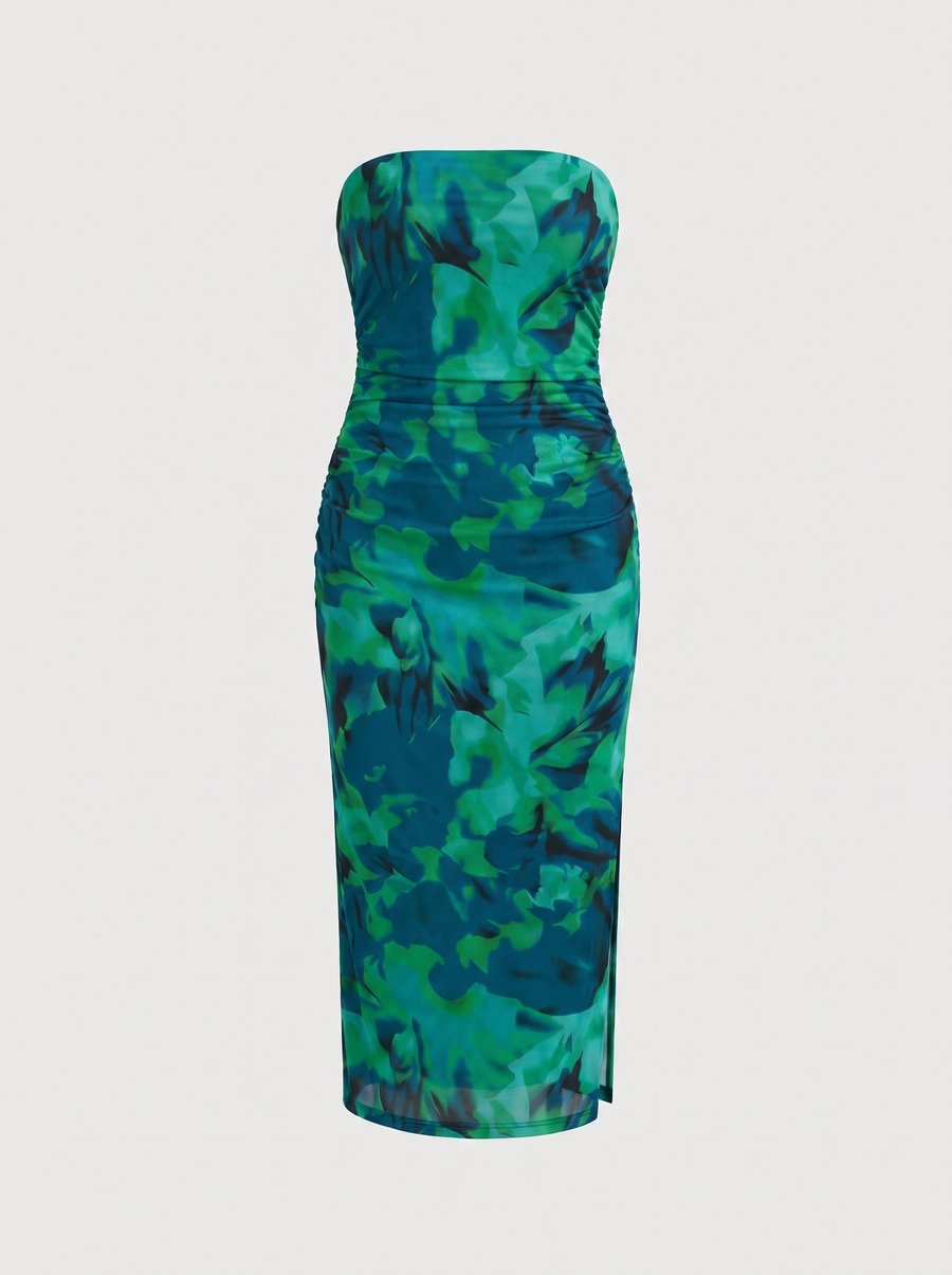 Quincy Strapless Printed Maxi Dress with Slit