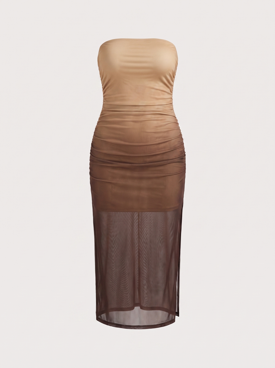 Quincy Strapless Printed Maxi Dress with Slit