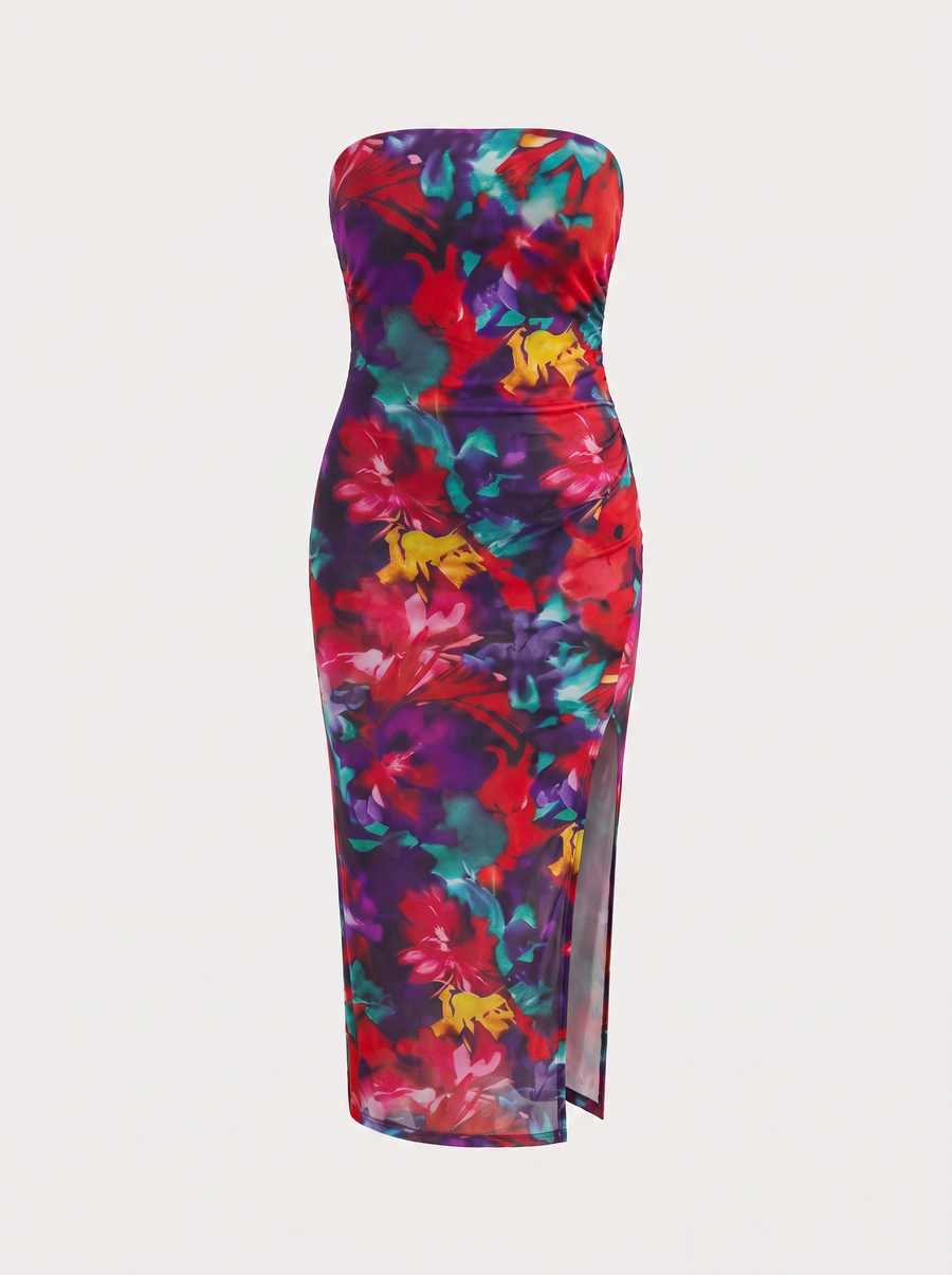 Quincy Strapless Printed Maxi Dress with Slit
