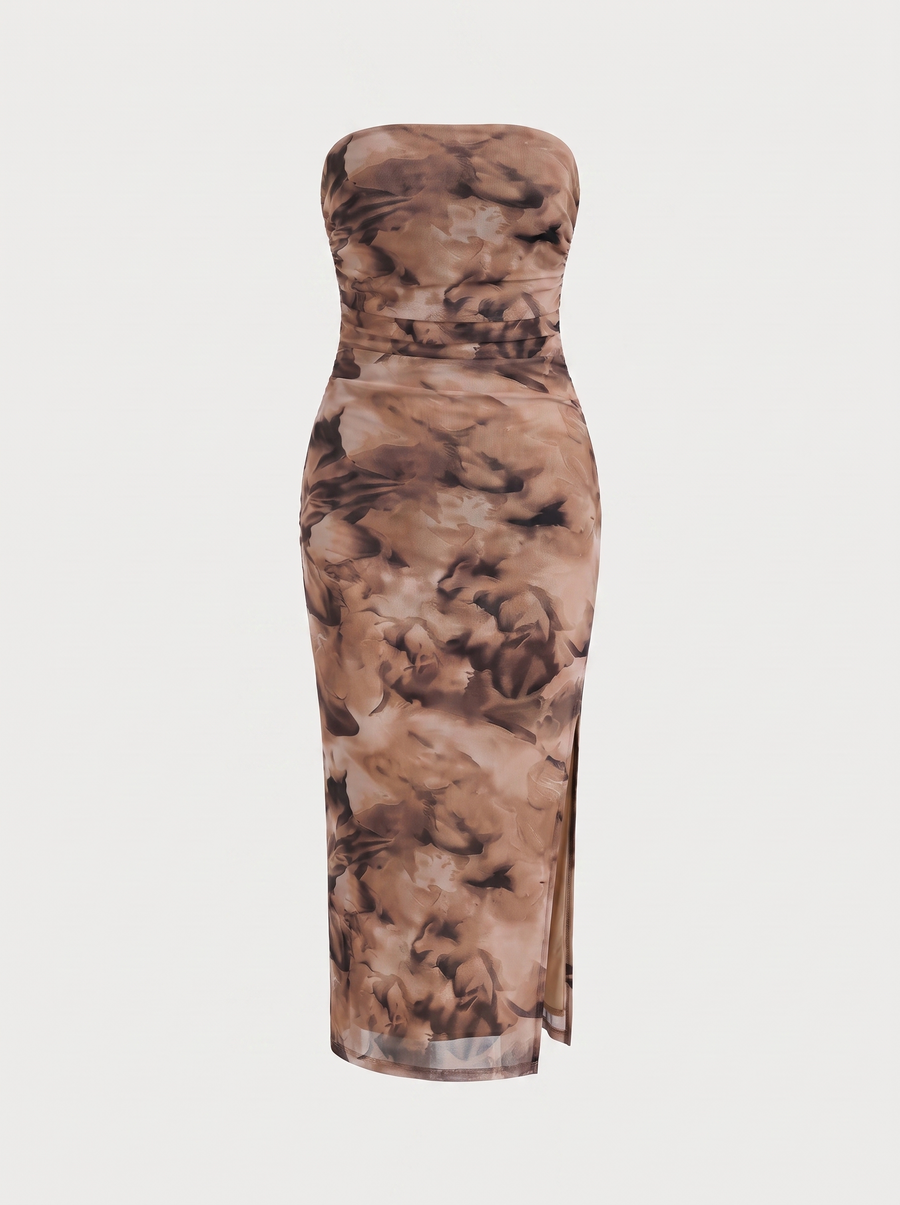 Quincy Strapless Printed Maxi Dress with Slit