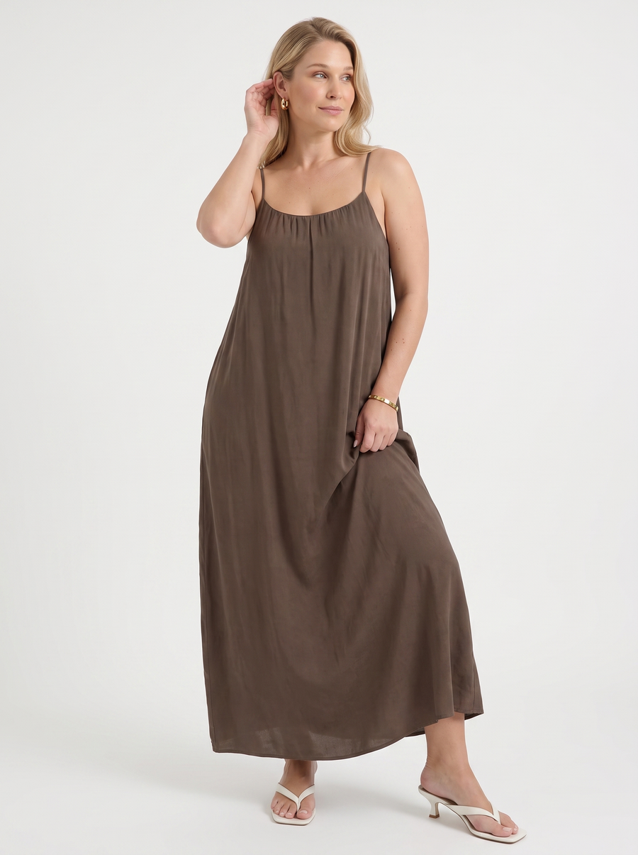 Darcy Ruched Neck Loose Maxi Dress