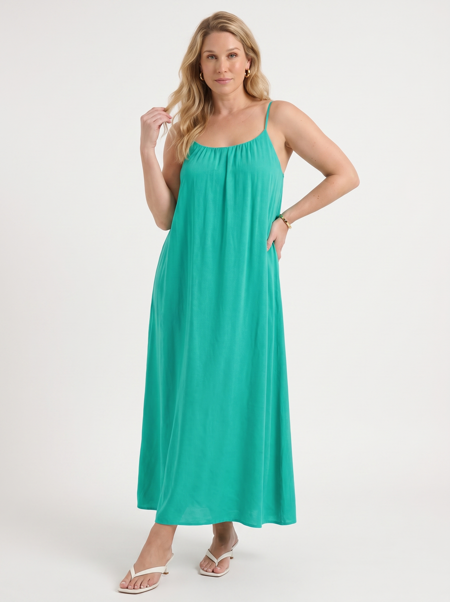 Darcy Ruched Neck Loose Maxi Dress