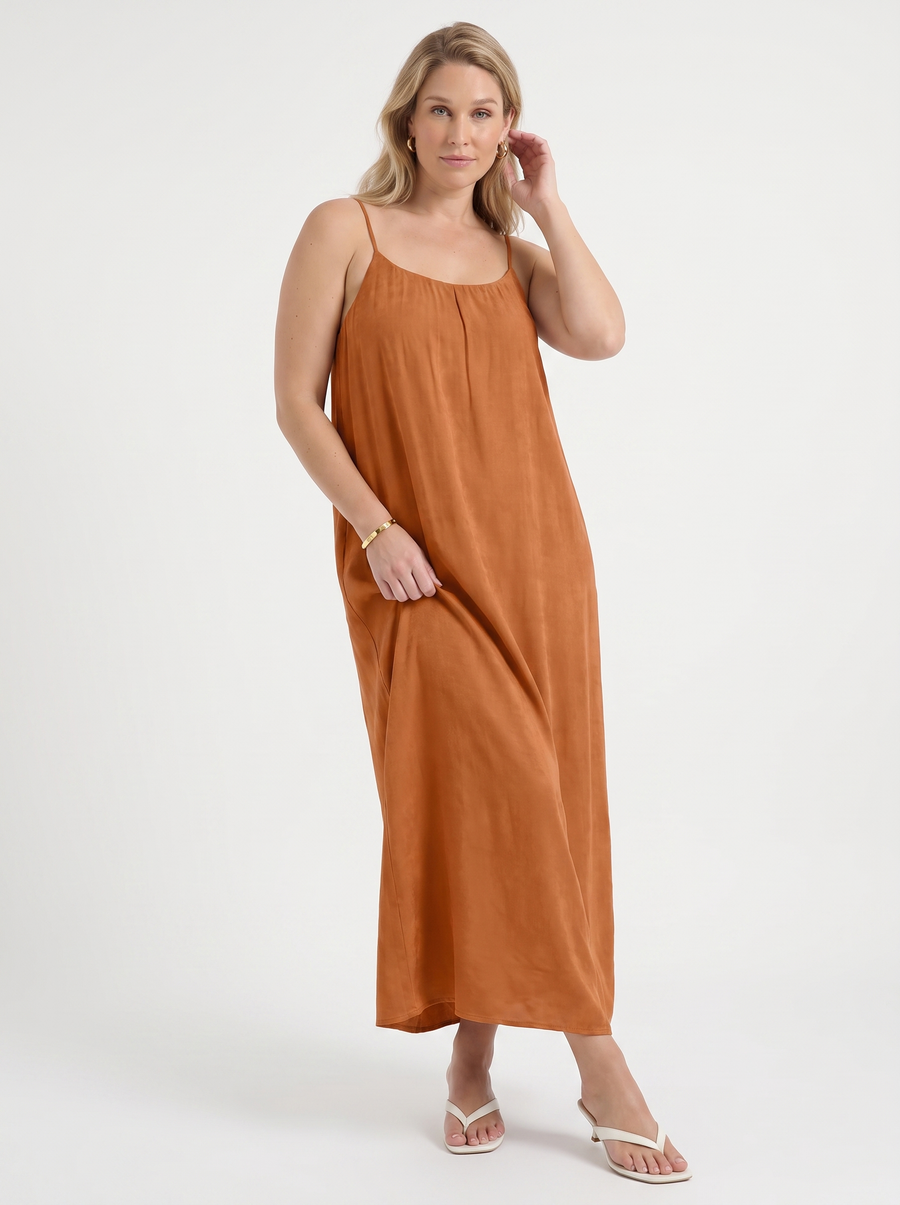 Darcy Ruched Neck Loose Maxi Dress