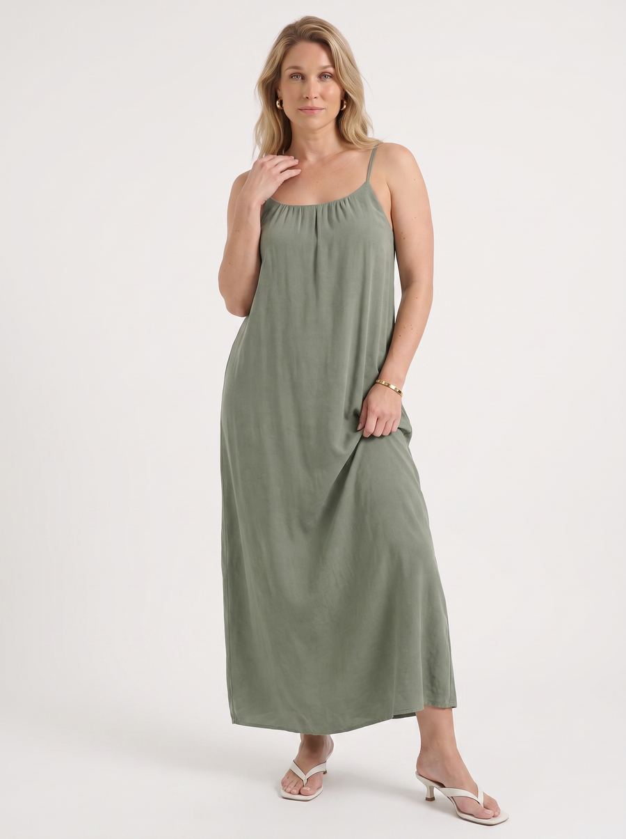 Darcy Ruched Neck Loose Maxi Dress