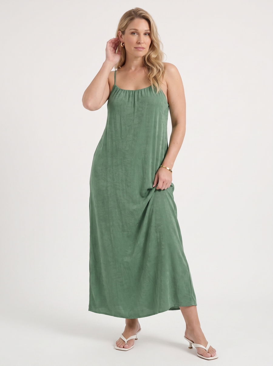 Darcy Ruched Neck Loose Maxi Dress