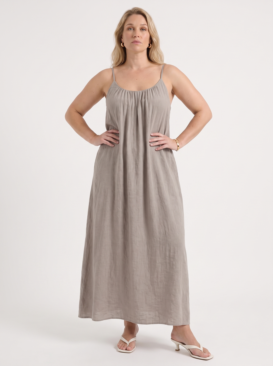 Darcy Ruched Neck Loose Maxi Dress