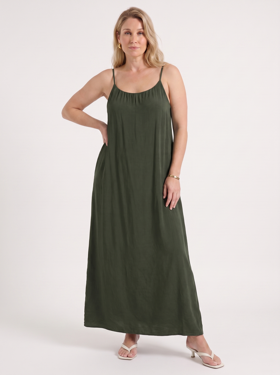 Darcy Ruched Neck Loose Maxi Dress