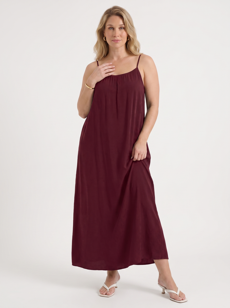 Darcy Ruched Neck Loose Maxi Dress