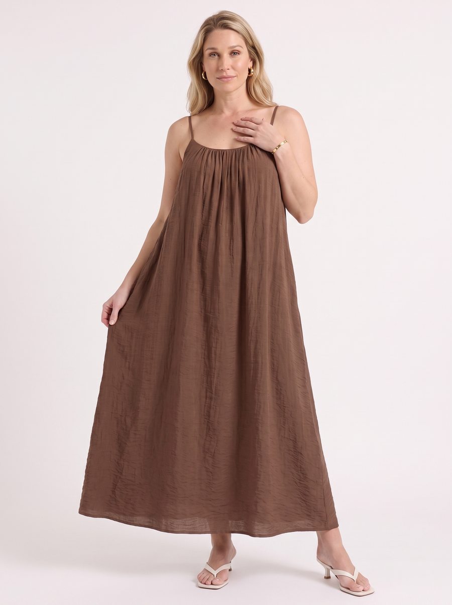 Darcy Ruched Neck Loose Maxi Dress
