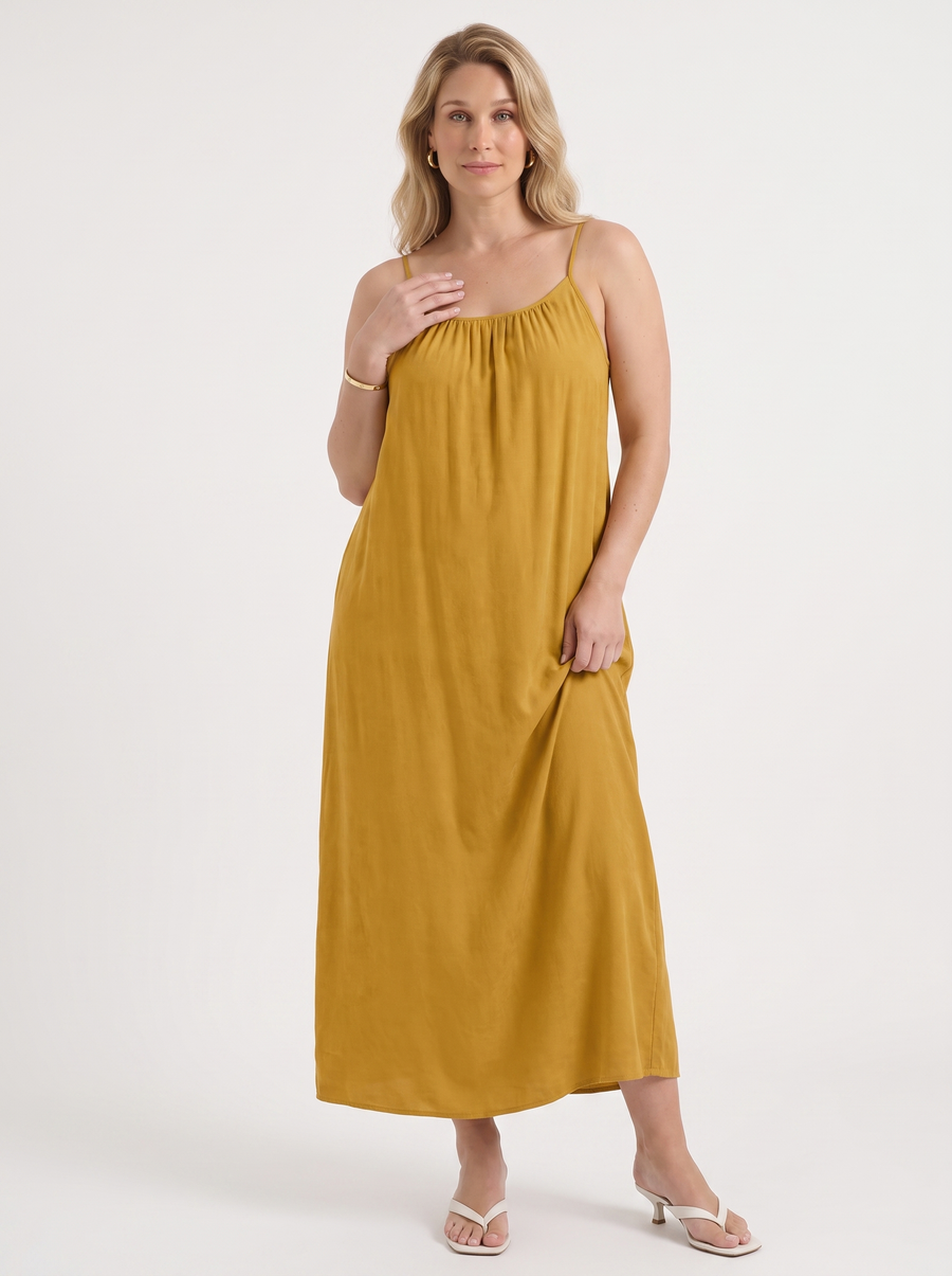 Darcy Ruched Neck Loose Maxi Dress