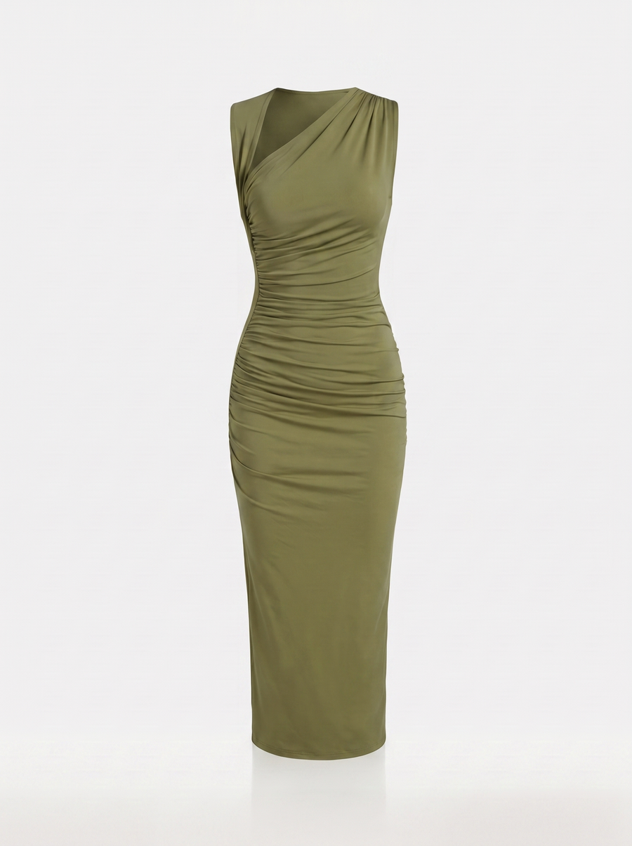 Tamsie One Shoulder Ruched Maxi Dress