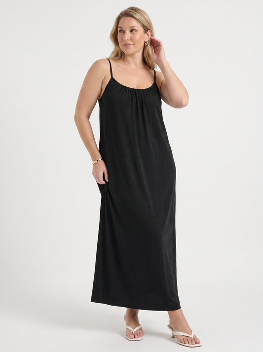 Darcy Ruched Neck Loose Maxi Dress