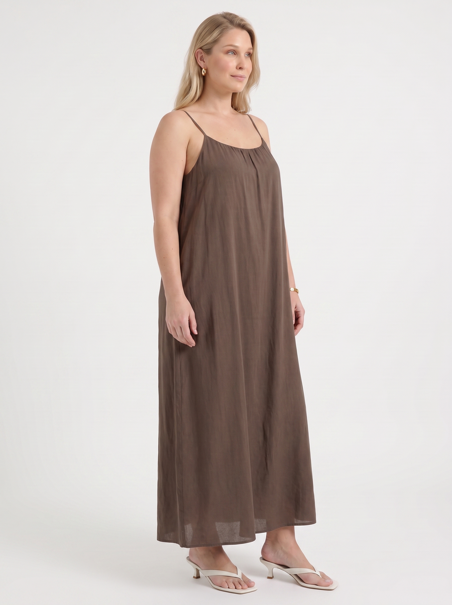 Darcy Ruched Neck Loose Maxi Dress