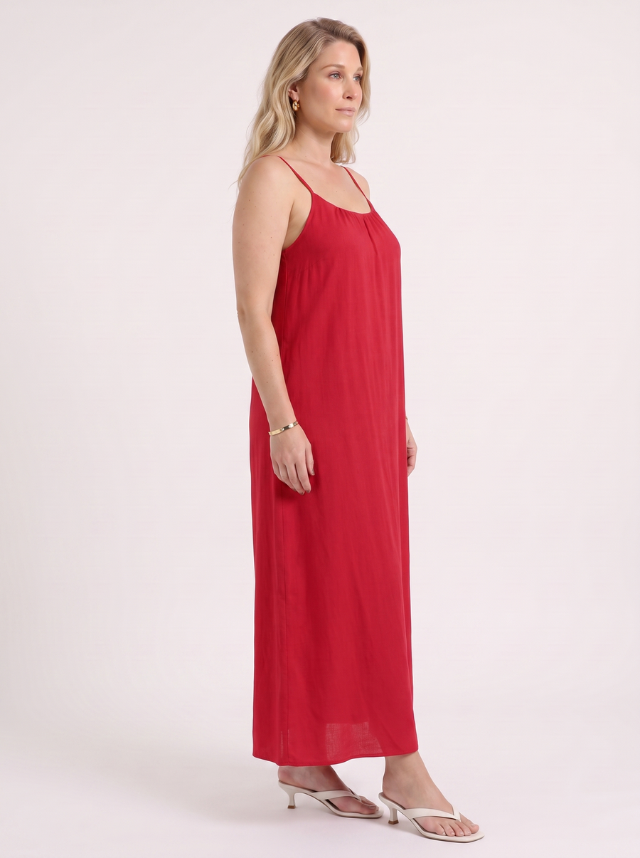 Darcy Ruched Neck Loose Maxi Dress