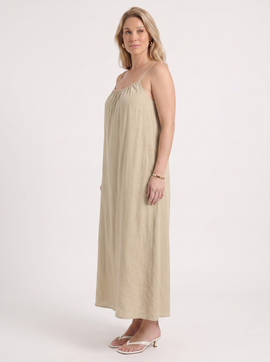 Darcy Ruched Neck Loose Maxi Dress