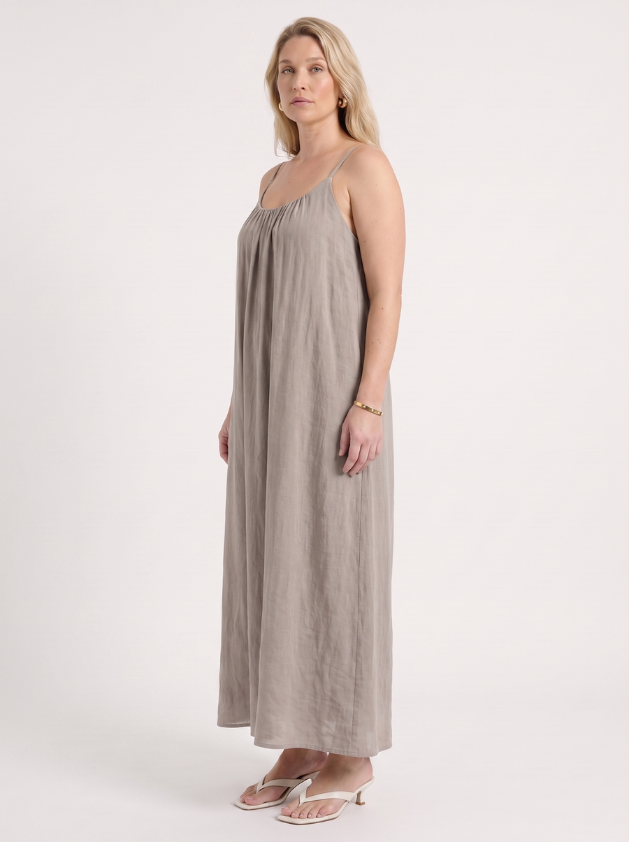 Darcy Ruched Neck Loose Maxi Dress