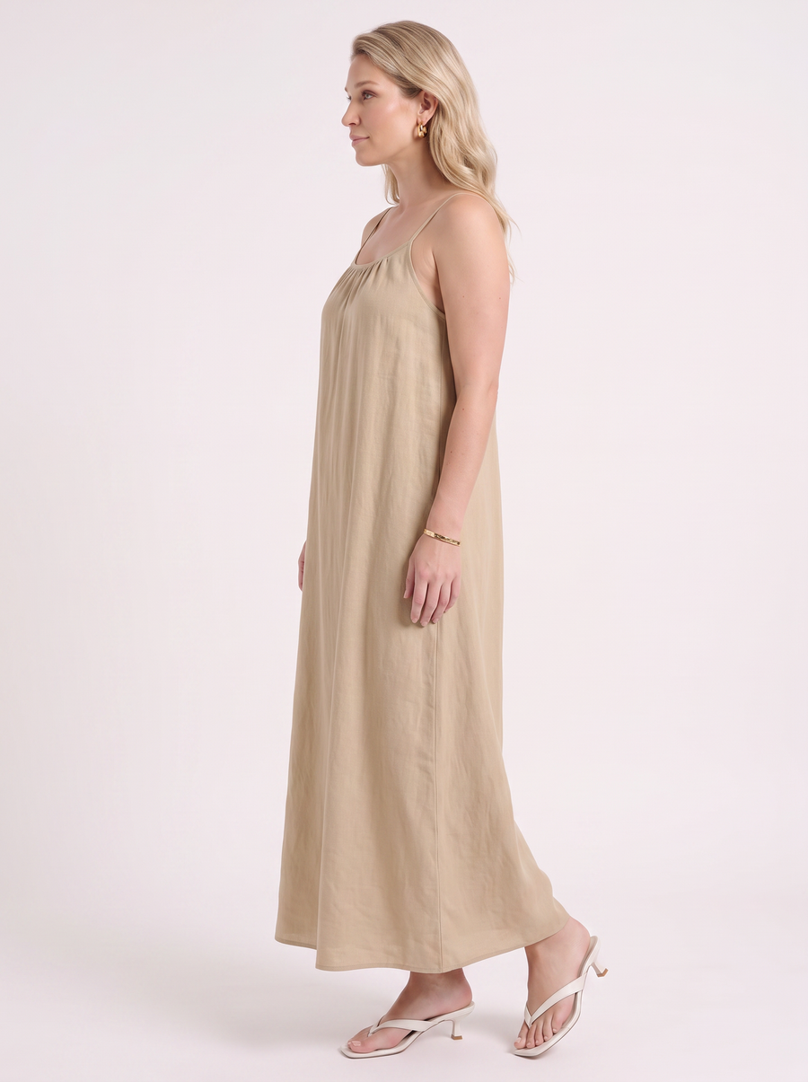 Darcy Ruched Neck Loose Maxi Dress