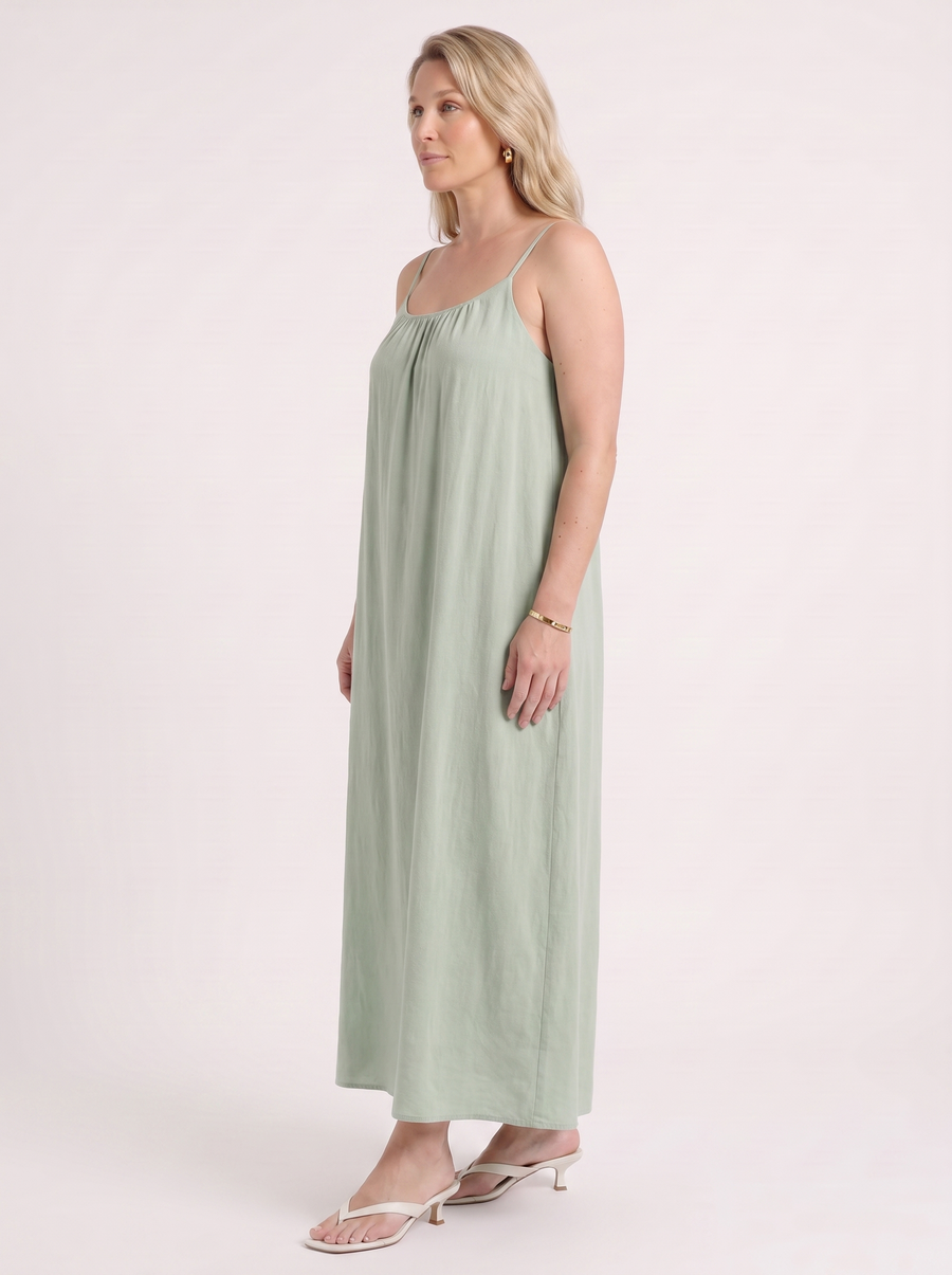 Darcy Ruched Neck Loose Maxi Dress