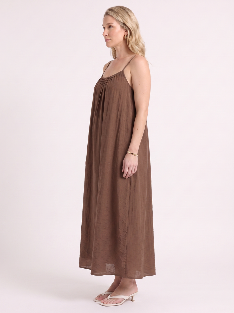 Darcy Ruched Neck Loose Maxi Dress