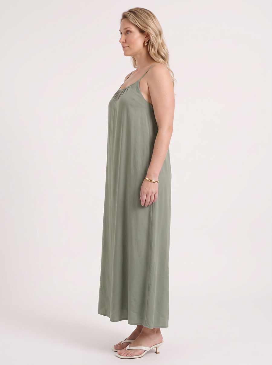 Darcy Ruched Neck Loose Maxi Dress