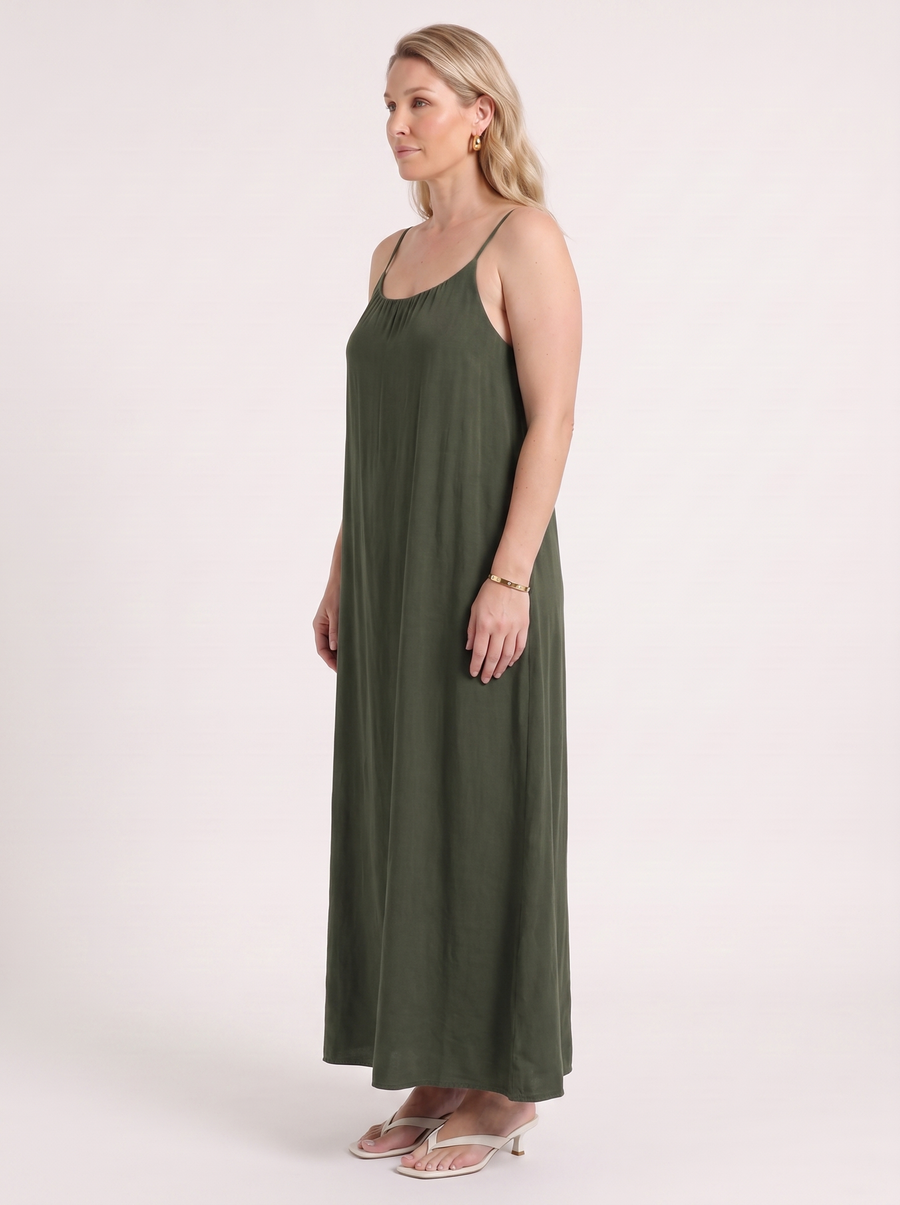 Darcy Ruched Neck Loose Maxi Dress