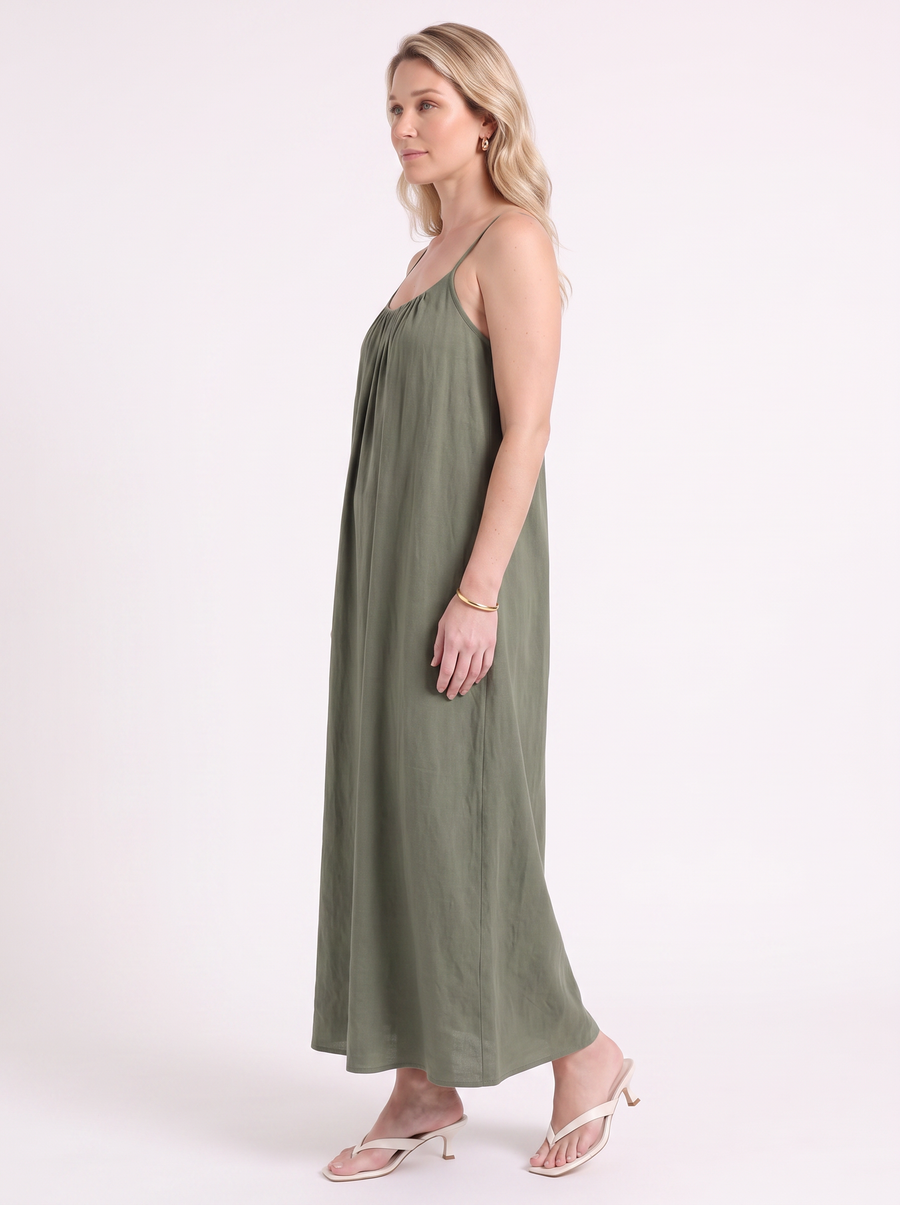 Darcy Ruched Neck Loose Maxi Dress